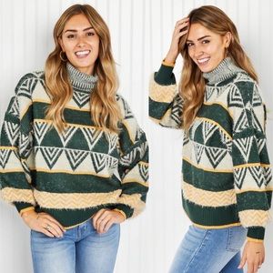 Green Turtleneck Holiday Sweater